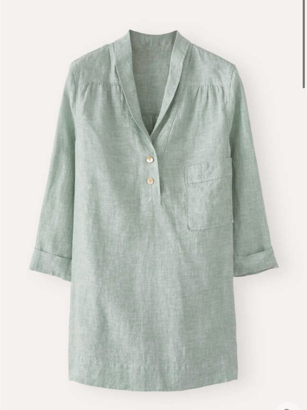Poetry Shawl-collar tunic 100% linen blouse women’s size 6 green